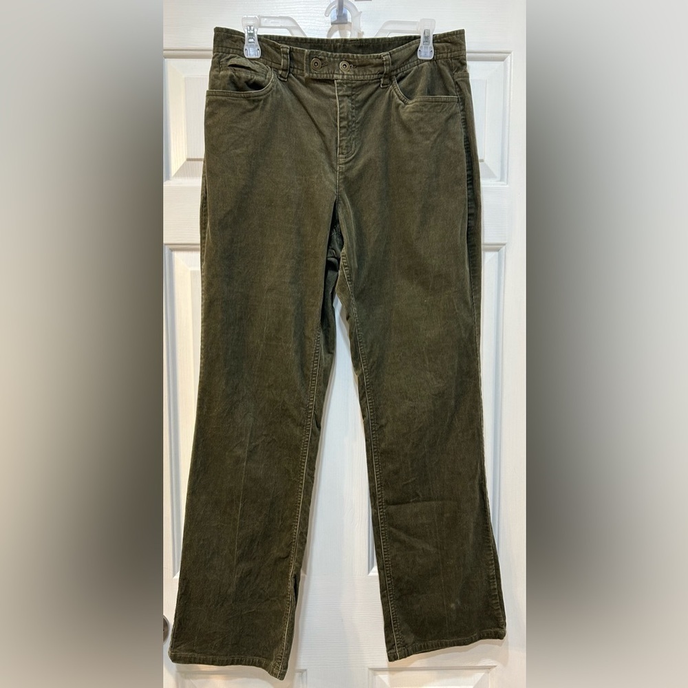 Women's Khaki Green Corduroy Pants‎ Size 10 Boho 90's Grunge Western Hippie Y2K